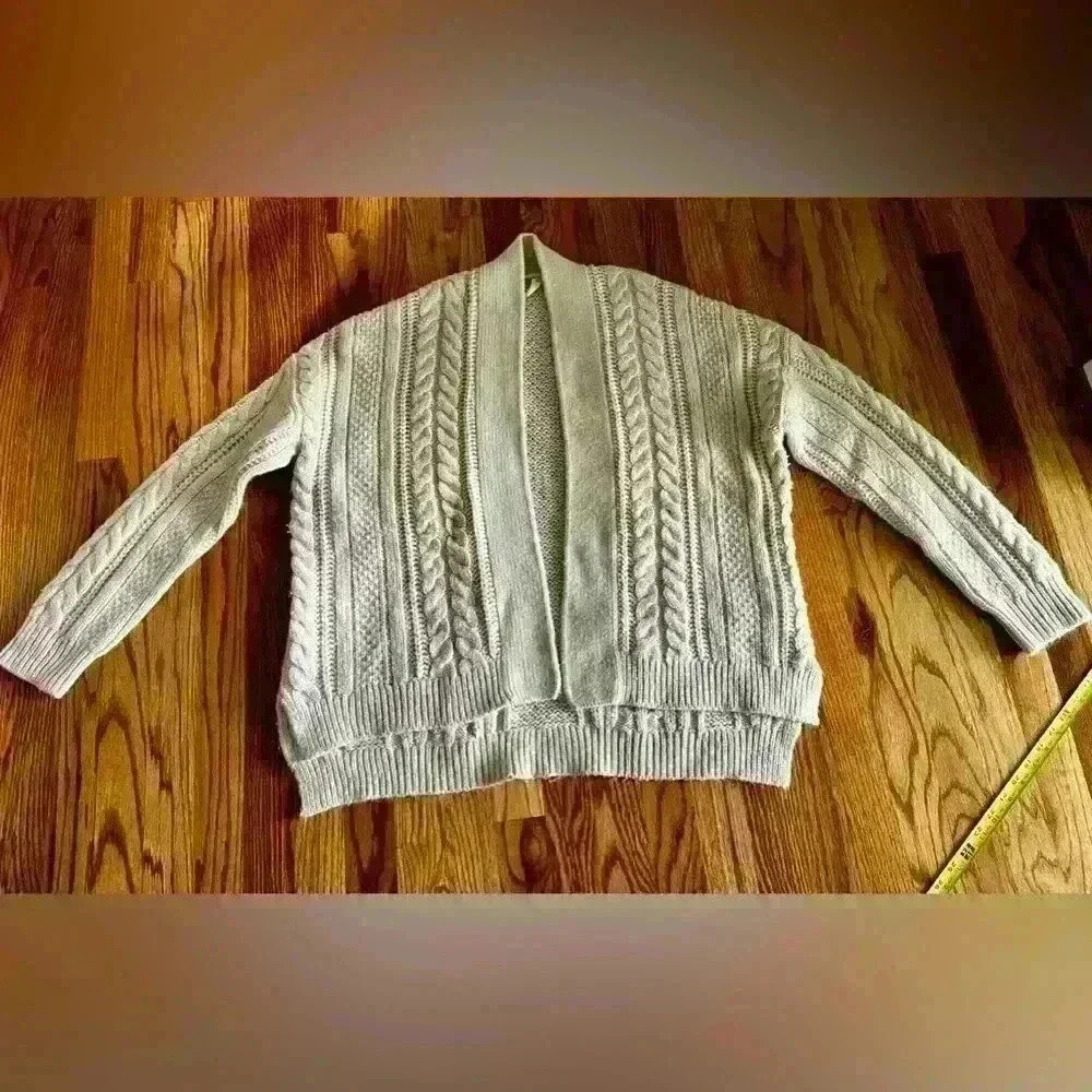 Gap Womens Cardigan Open Front High Low Wool Alpaca Blend Ivory Small